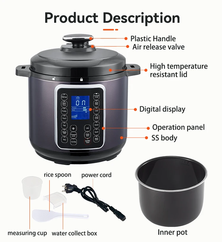 Good price Digital LED Display 5/6/8/10/12 litter electric cooker stainless steel instant cook pot electric pressure rice cooker