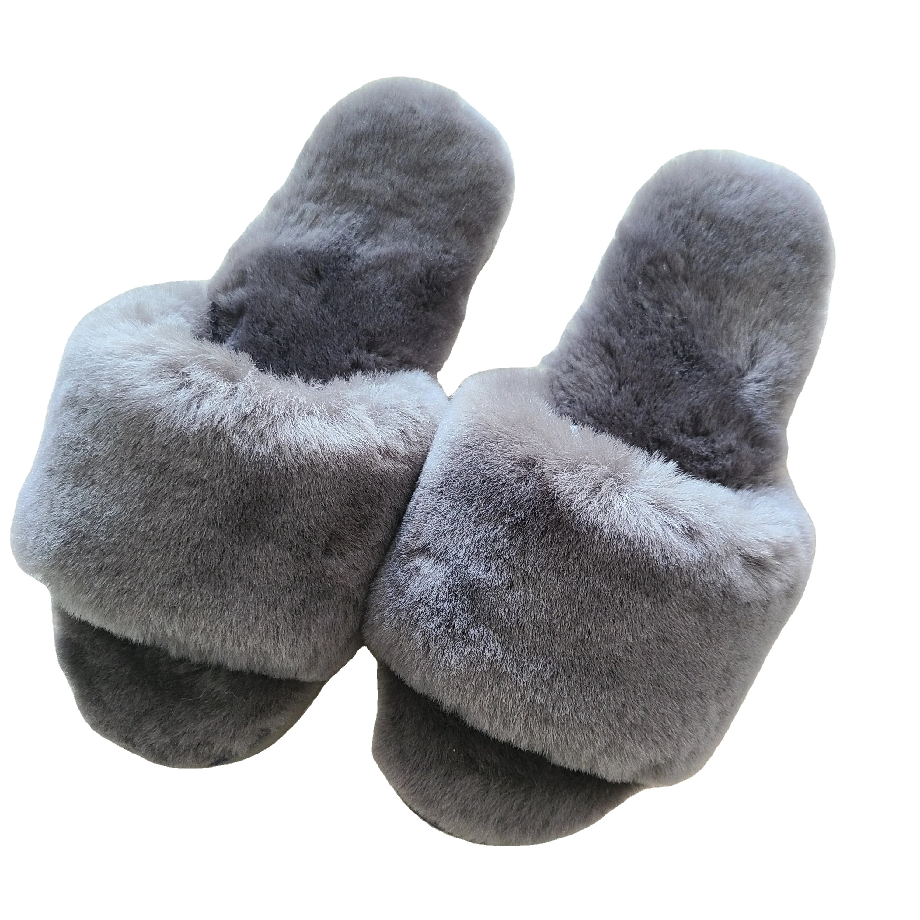 Home Fashion Fur Slippers Genuine Sheepskin Slipper Shoes For Women Men