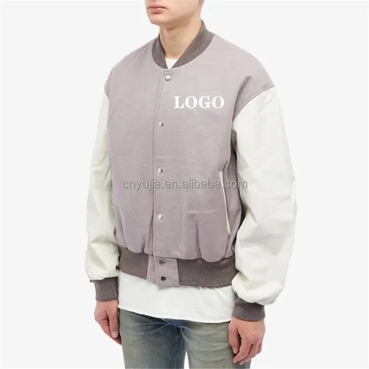 OEM Custom patch chenille embroidery virgin wool bomber letterman varsity jacket  for men