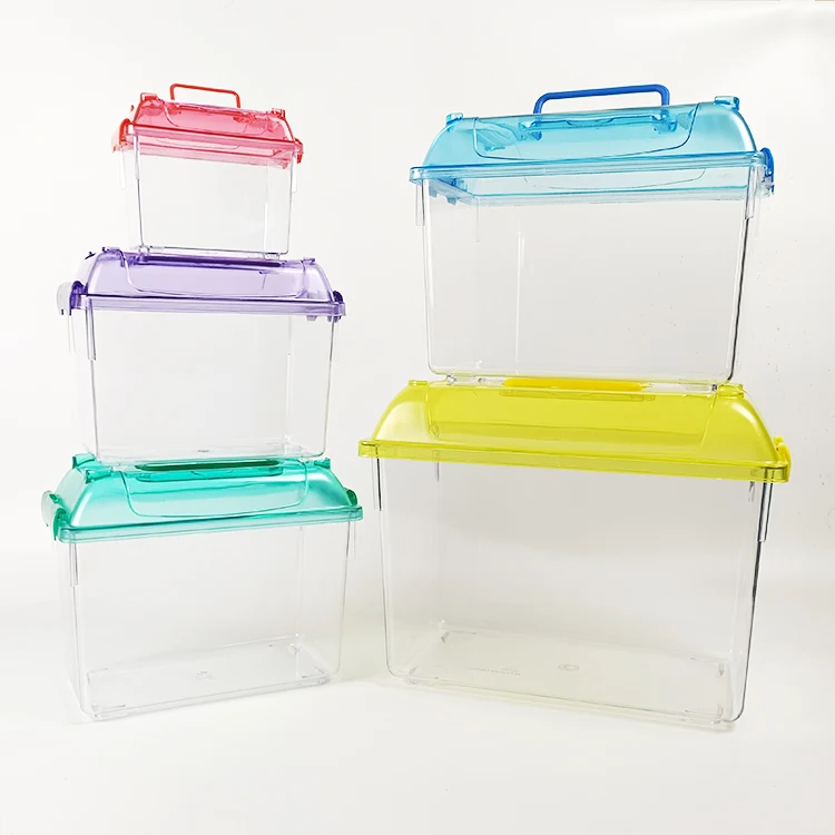 LOW MOQ Acrylic Transparent Reptile Tank Pet Feeding Box Portable Plastic Insect Terrarium  For Unicorn Beetle Baby Lizard
