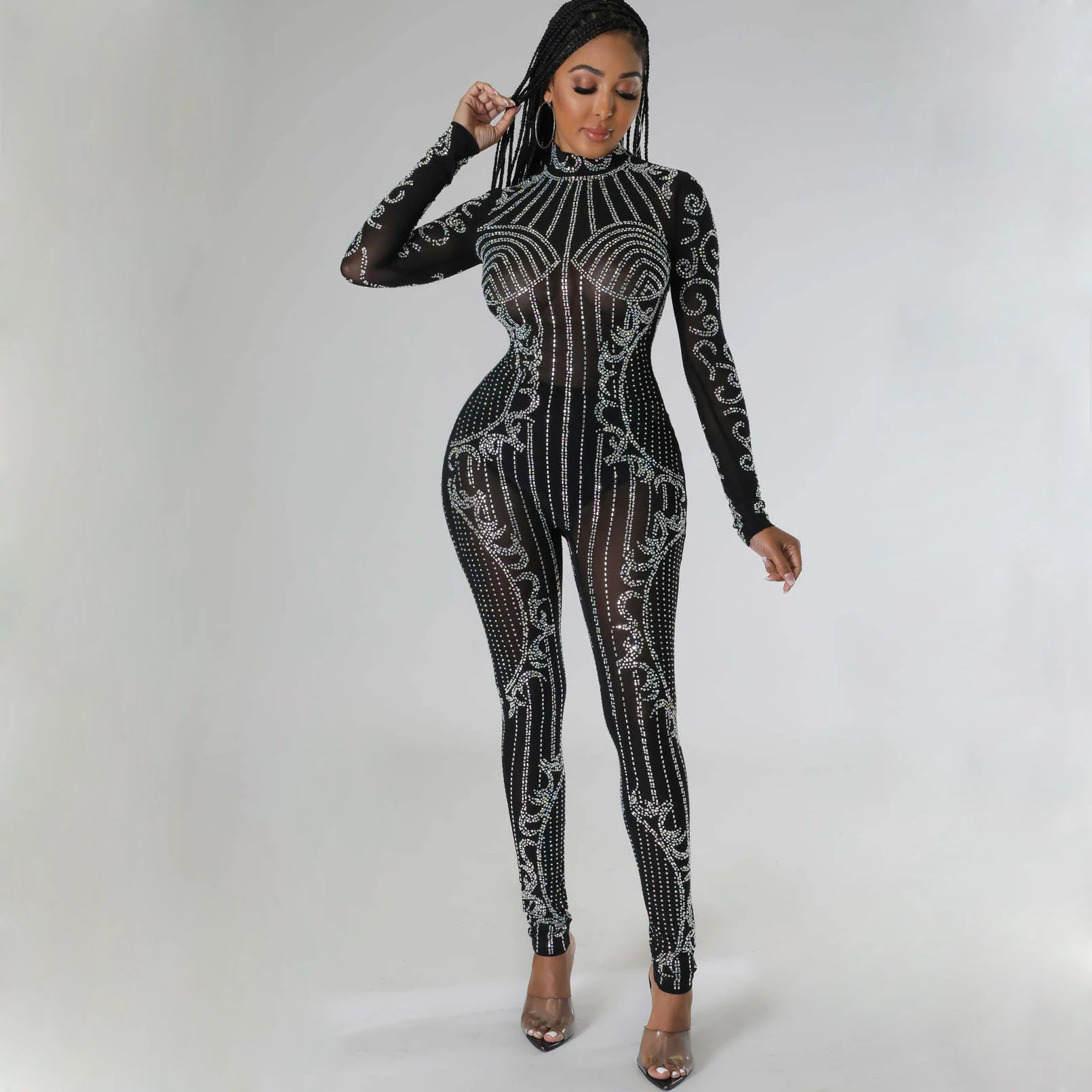 Сексуальные модные женские комбинезоны с длинным рукавом для вечеринки FS9816D