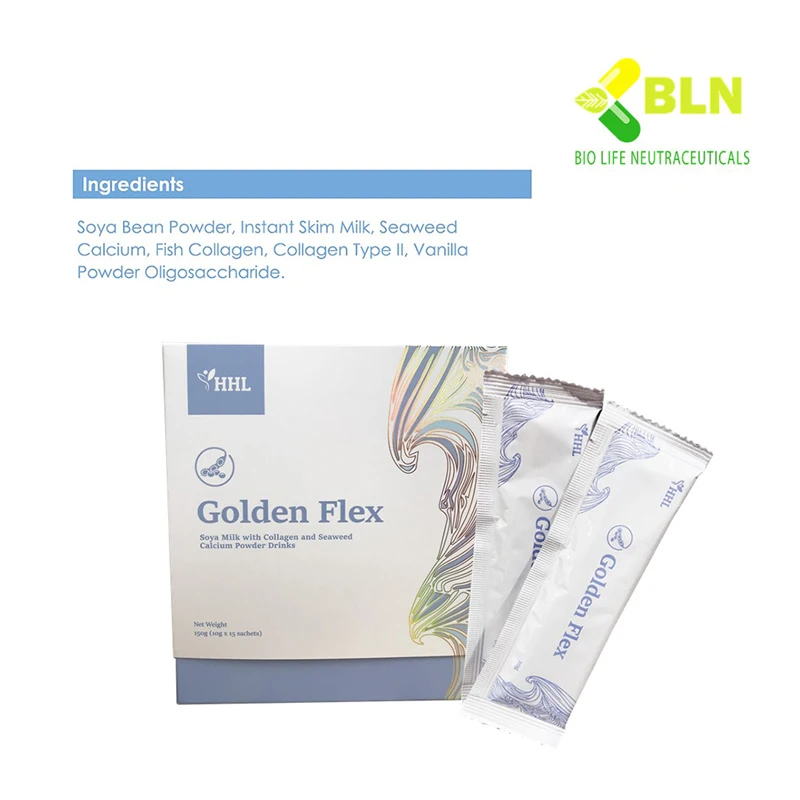Premium Grade Golden Flex Botanical Beverage Soy Milk with Collagen and Seaweed Calcium Powder