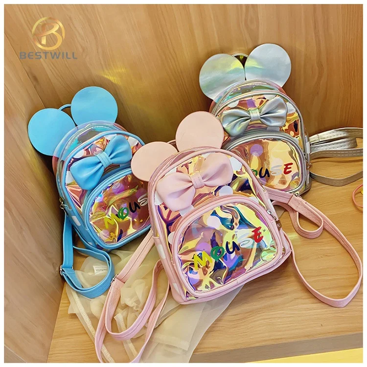BESTWILL Factatory mochila transparente  bolsa de escuela de dibujos animados  colorida bolsa de escuela de infante con laser