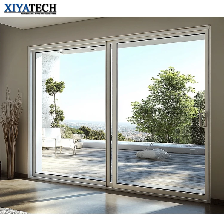 XIYATECH Luxury Simple Entrance Doors Residential House High Security Wind Proof Double Glazed Slide Door Glass Aluminum