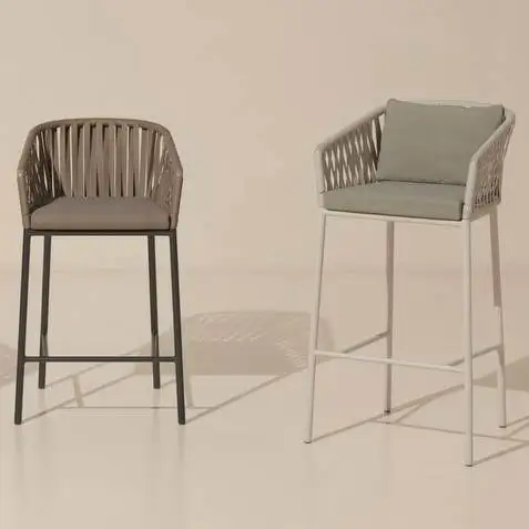 Design  Hotel Club Cafe Outdoor Bar Furniture, Bar Metal Aluminum Rope Chair Dining Armchair