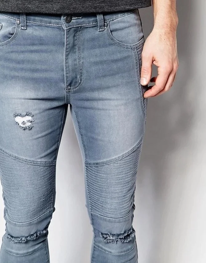 Новые поступления 2021, дешевая одежда, оптовая продажа, рваные джинсовые мужские байкерские модные обтягивающие джинсы для мужчин