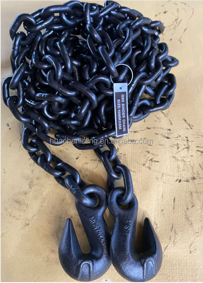 High strength black oxide G80  load binder chain  with double end welding hooks