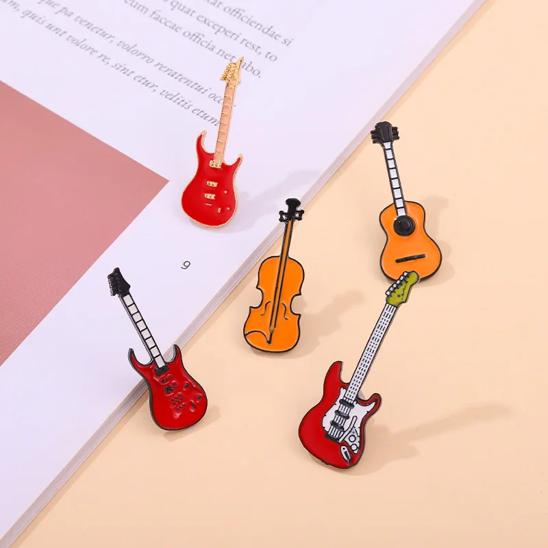 Creative Music Symbol Instrument Enamel Pins Piano CD Graphophone Rock Guitar Headset Alloy Brooch Badge Sweet Jewelry Gift
