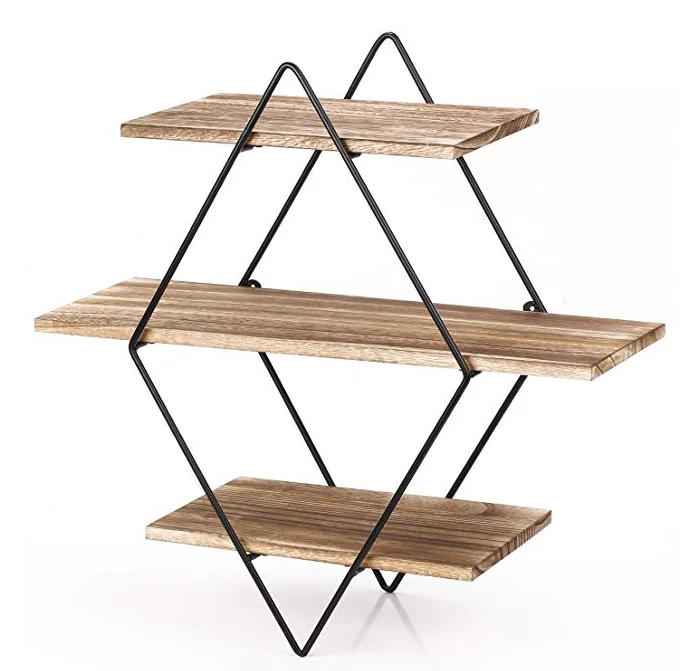 Nordic Style Metal Decorative Shelf round Hexagon storage holder rack Shelves Home wall Decoration Potted ornament holder rack