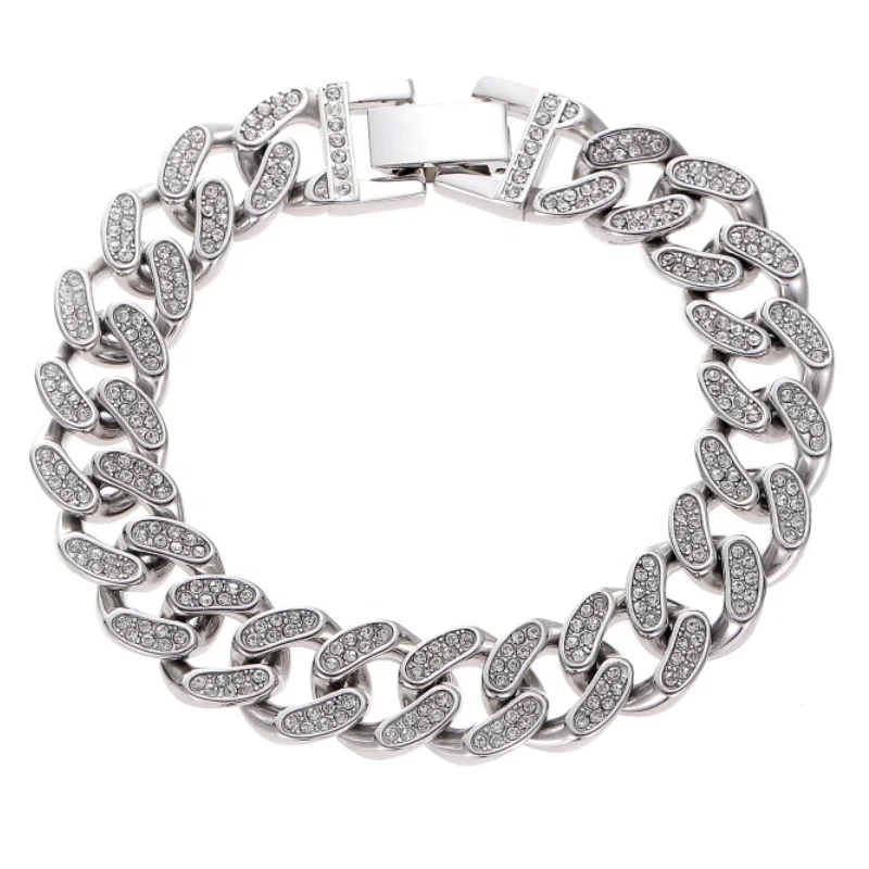 Новый широкий 316 браслет из нержавеющей стали с натуральным камнем для мужчин со льдом Майами кубинский ювелирные изделия вечеринки подарок
