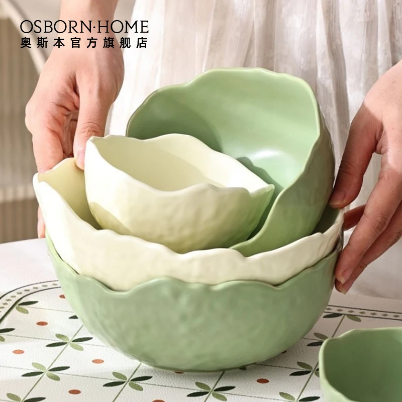 OSBORN Nordic Simple Ceramic Irregular shaped Tableware Noodles Rice Salad Soup Ceramic Bowl
