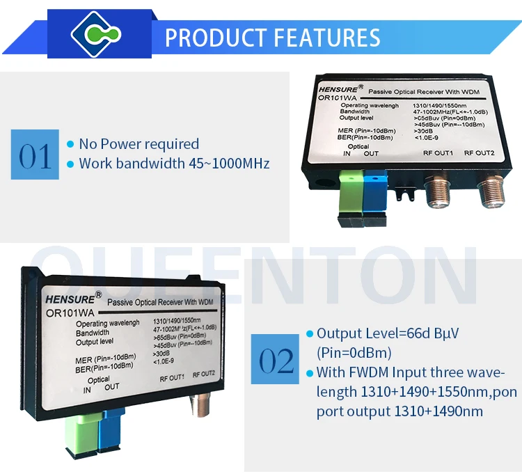 FTTH CATV optical receiver/optical node Metal Case 47 ~ 860Mhz Ftth Optical Receiver 2 Output Mini Nodo Wdm 12V
