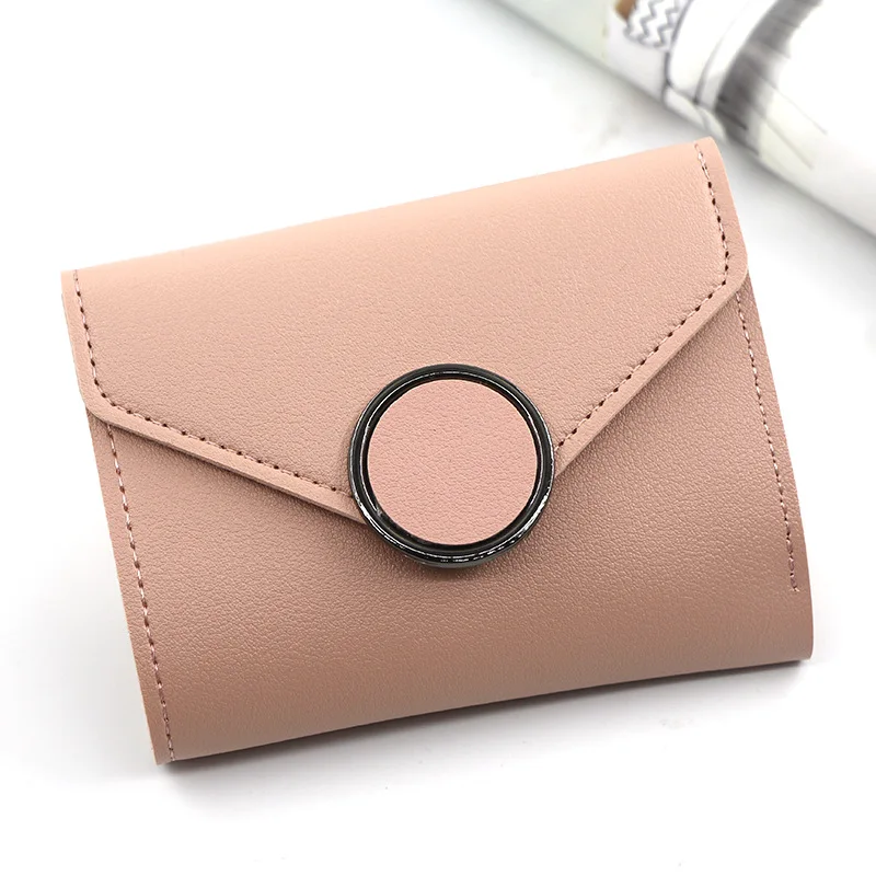 New Wholesale PU Faux Leather Travel Short Style For Cover Lady Coin Purse Women Mini Cash Envelope Wallet