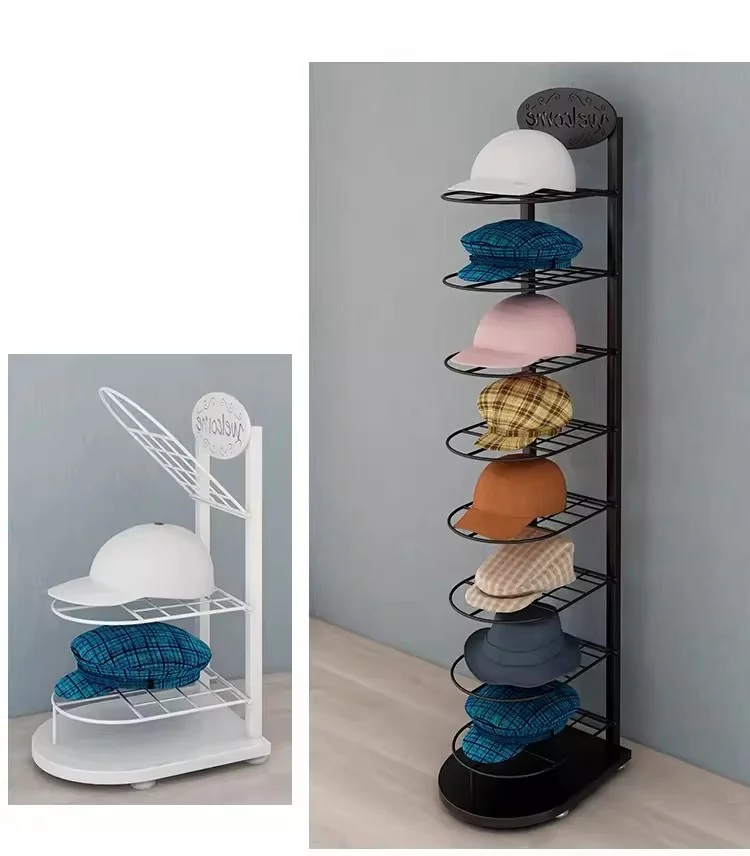 Retail Metal Floor Hat Display Storage Racks High Quality Hat Holder Display Stand