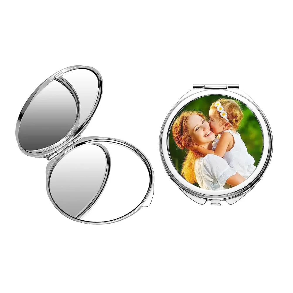 Sublimation Blank Pocket Compact Mirror Portable Folding Makeup Mirror For  Home Travel Use Cosmetic Mirror Custom Logo Image
