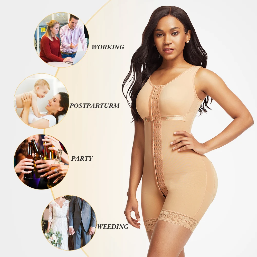 
Top Selling Adjustable 3 Hooks High Compression Tummy Control Full Body Shaper Women Shapewear Butt Lifter Short 