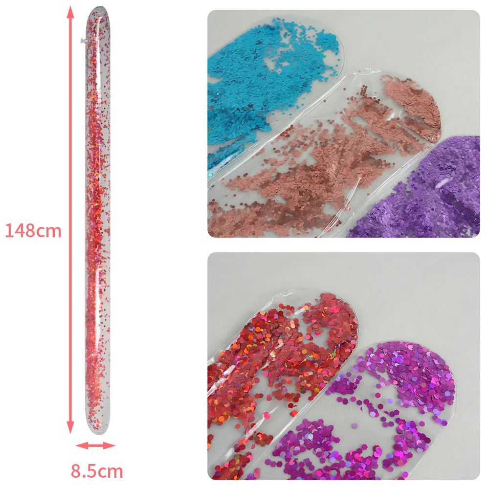 Transparent inflatable Floating Air Cylinder Long Tube Buoy with glitter for adult or kids