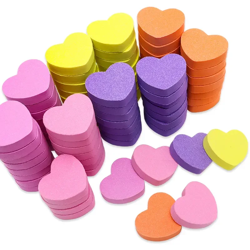 BIN  mini pink nail file double side trimmer sponge file professional tools with heart shaped