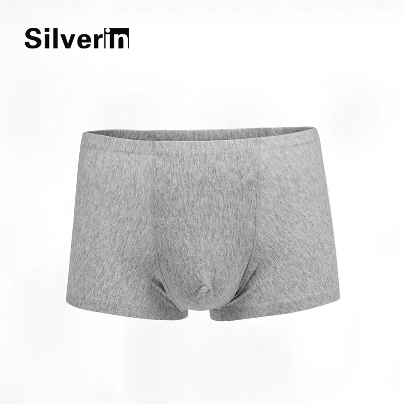 Elastic waistband silver antimicrobial cotton mens underwear boxer shorts