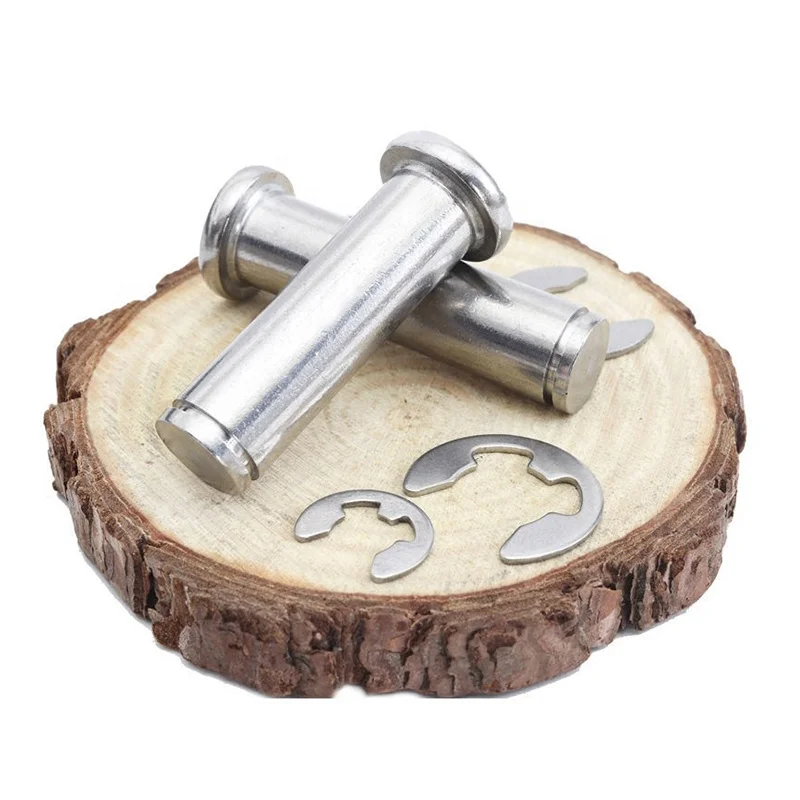 304 Stainless Steel Pin Flat Head Slotted Pin Circlip Pin Positioning Cylindrical PinWith Circlip M4 M5 M6 M8 M10 M12