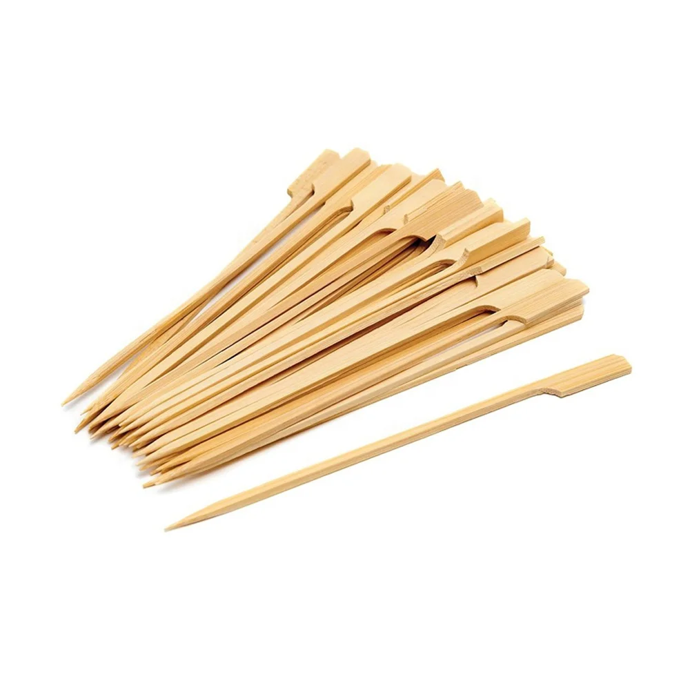 Wholesale Paddle Shape Disposable BBQ Bamboo Skewers stick bamboo flat bamboo sticks