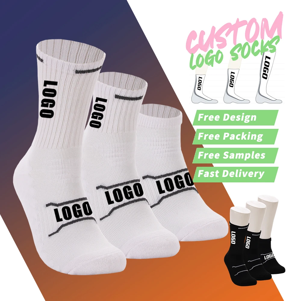 Custom Logo Sport Athletic Sock Breathable Cotton Gym Sock Customized Running Basketball Sock With Design Logo