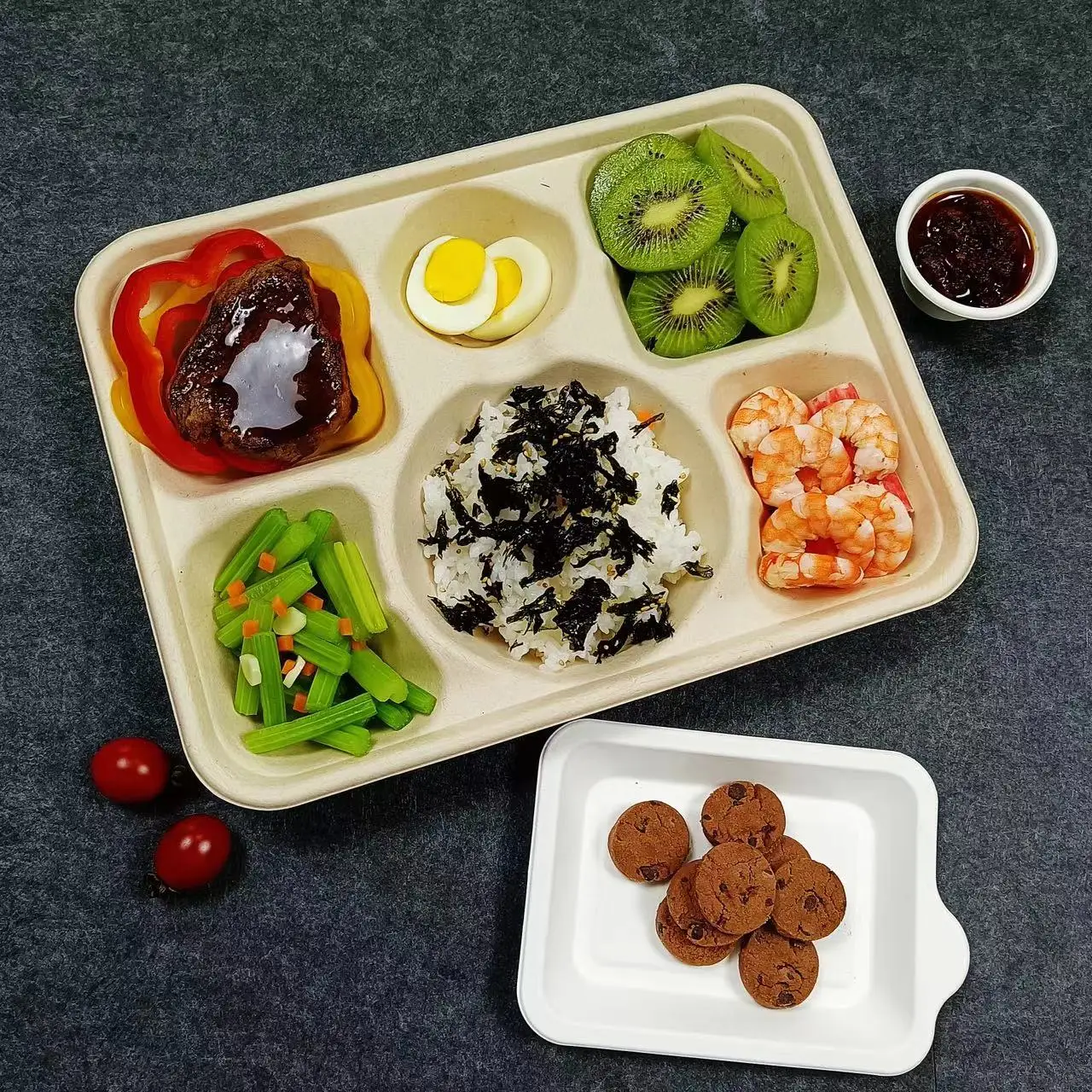 High Quality Disposable Bagasses  Plates Food Dinner Set Disposable compostable Plate  Bagasse Eco Friendly240423 tableware