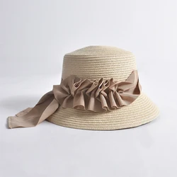 Панама Летняя Пляжная из дышащей бумаги, соломенная шляпа с плиссированной лентой, для путешествий