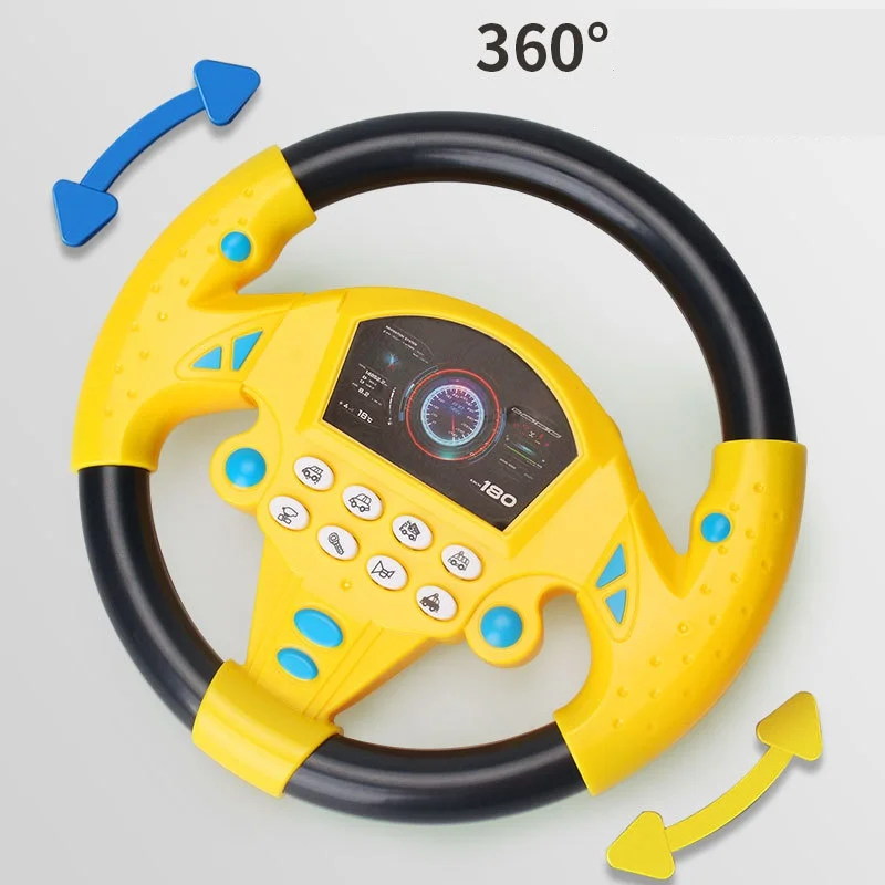 Hot Selling Toys Kids Simulation Steering Wheel Music With Suction Cup Passenger Steering Wheel Model Educational Toys