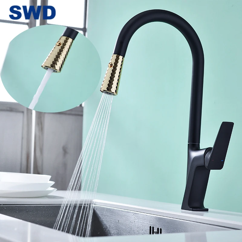 Factory Black Sink Sprayer Head Basin Faucet Modern Luxury Set Kitchen Water Tap Faucet Design Kitchen Faucet With Pull Down