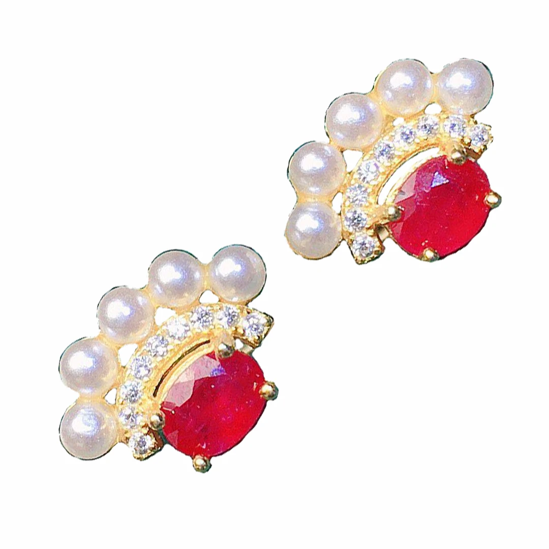 
Серьги с красной кровью голубей, покрытые серебром пробы, цвет золота 18 К, огонь, красивые серьги 4x5 мм с натуральным Рубином 
