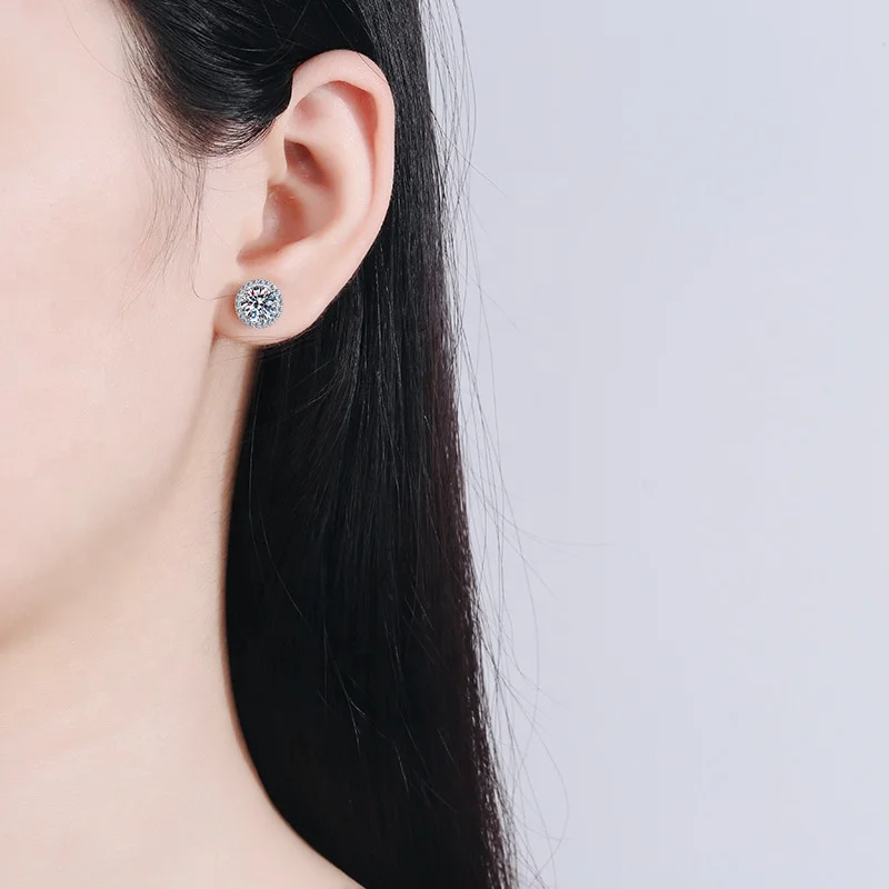 Сертификат GIA 925 стерлингового серебра женские серьги-гвоздики 5 мм 6 1 карат из тонкого муассанита с четырьмя когтями