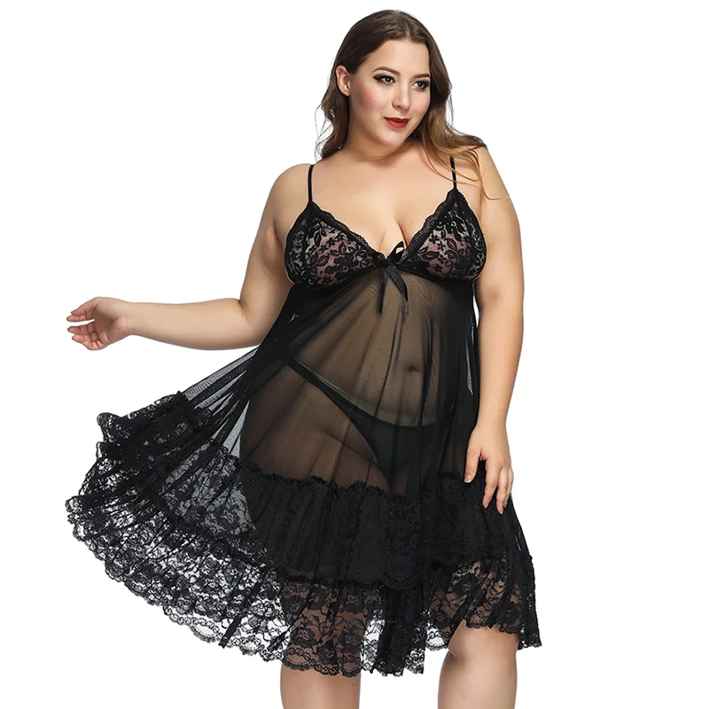 erotic plus size lingeries for fat women sexy transparent lace pajamas sexy lingerie