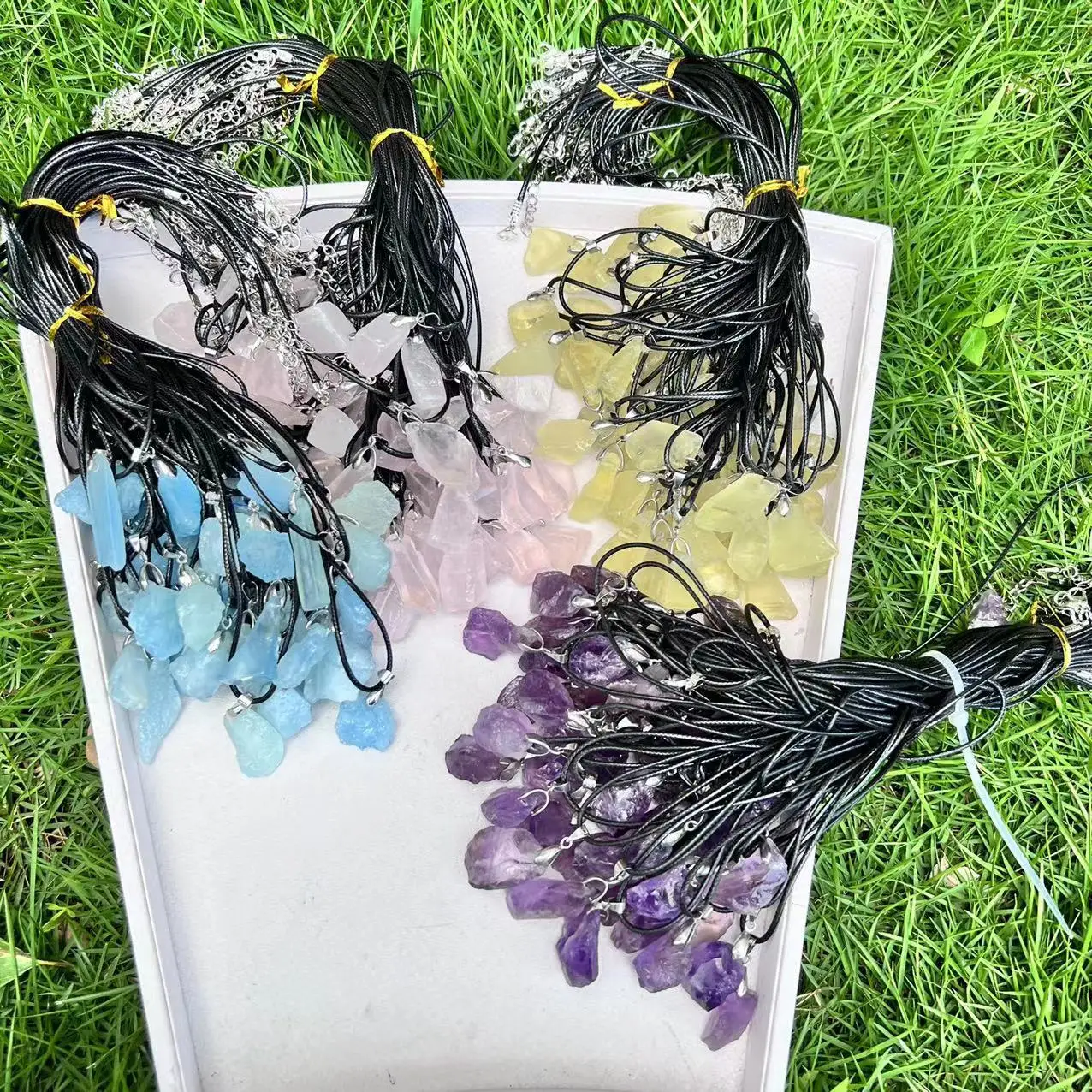 Reiki Healing Irregular Gemstone Natural Quartz Crystal Citrine Rock aquamarine Rough Raw Amethyst Stone Pendants Necklace