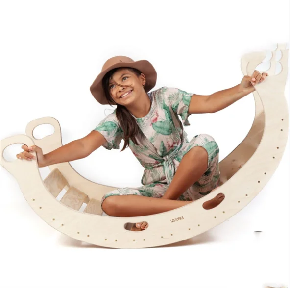 Wooden indoor climbing toys baby wooden toys montessori rocking board balance