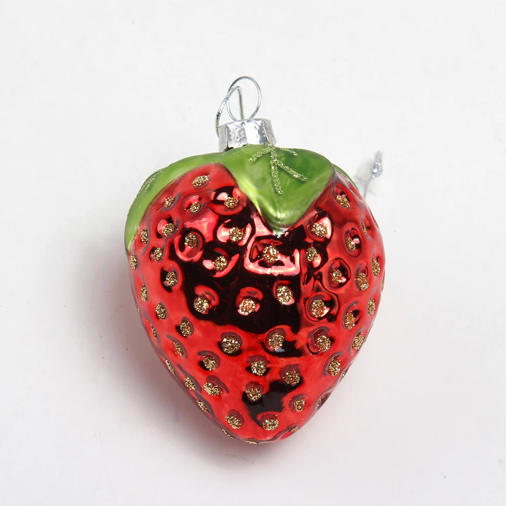 Factory Hand Blown Vegetables Fruits Strawberry Ornaments Stained Glass Fruit Figurines Christmas Tree Ornament Eco-friendly