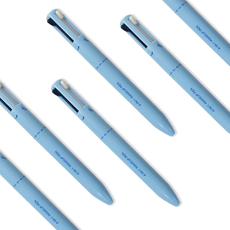 Custom Wholesale Private Label Creamy Vegan Waterproof Eyeliner Eyebrow Lipliner Highlighter 4-In-1 Makeup Beauty Pen