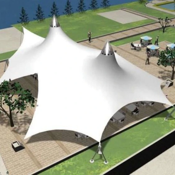 Custom Morden Durable Waterproof PVDF PTFE Car Parking Stadium Tents Curved Roof Tensile Membrane Structure