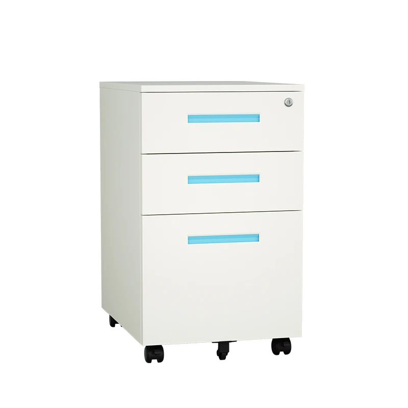 Office Steel Cabinet Storage Movable Metal Drawer Cabinet Mobile Cabinet with 3 Drawer Pedestal For A4