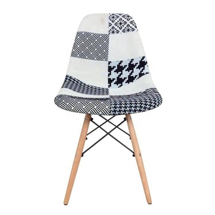 Multicolour Fabric patchwork armchair chair Scandinavian Stackable Chaise