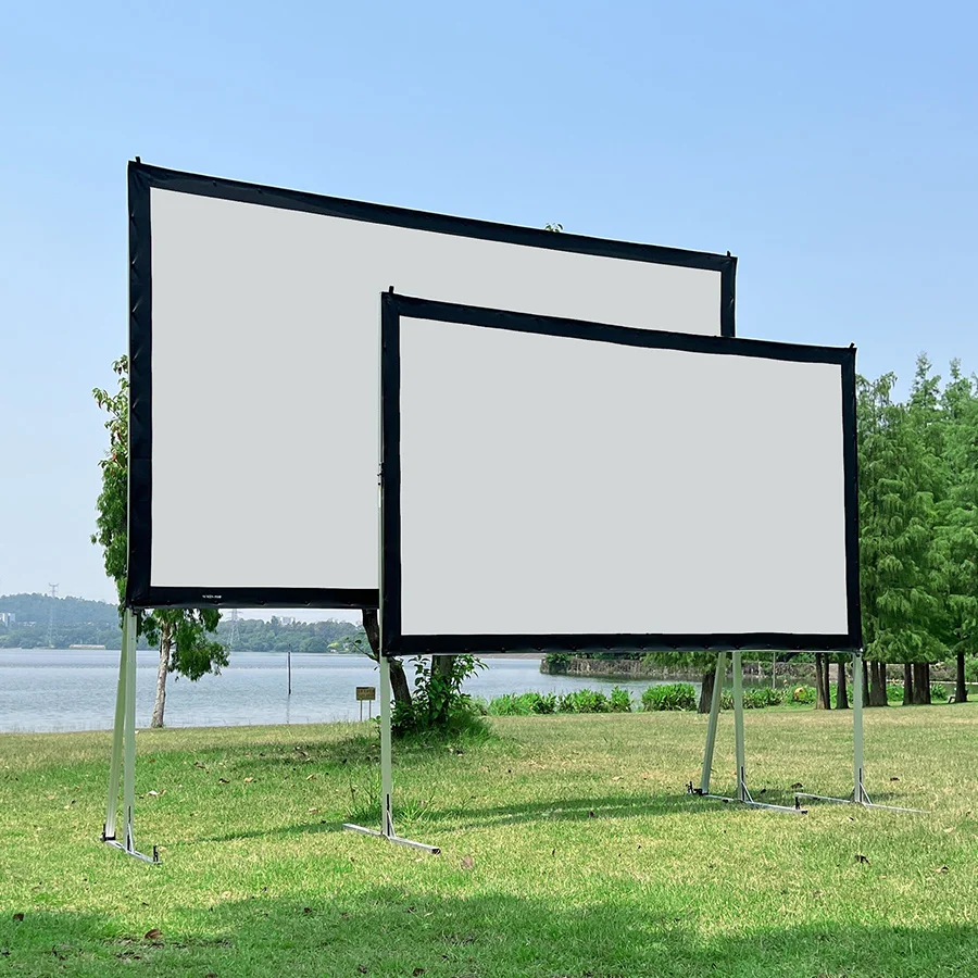 SCREENPRO Outdoor Projector Screen with Stand HD Movie Projector Screen 120 144 Inch Portable Fast Folding Projector Screen