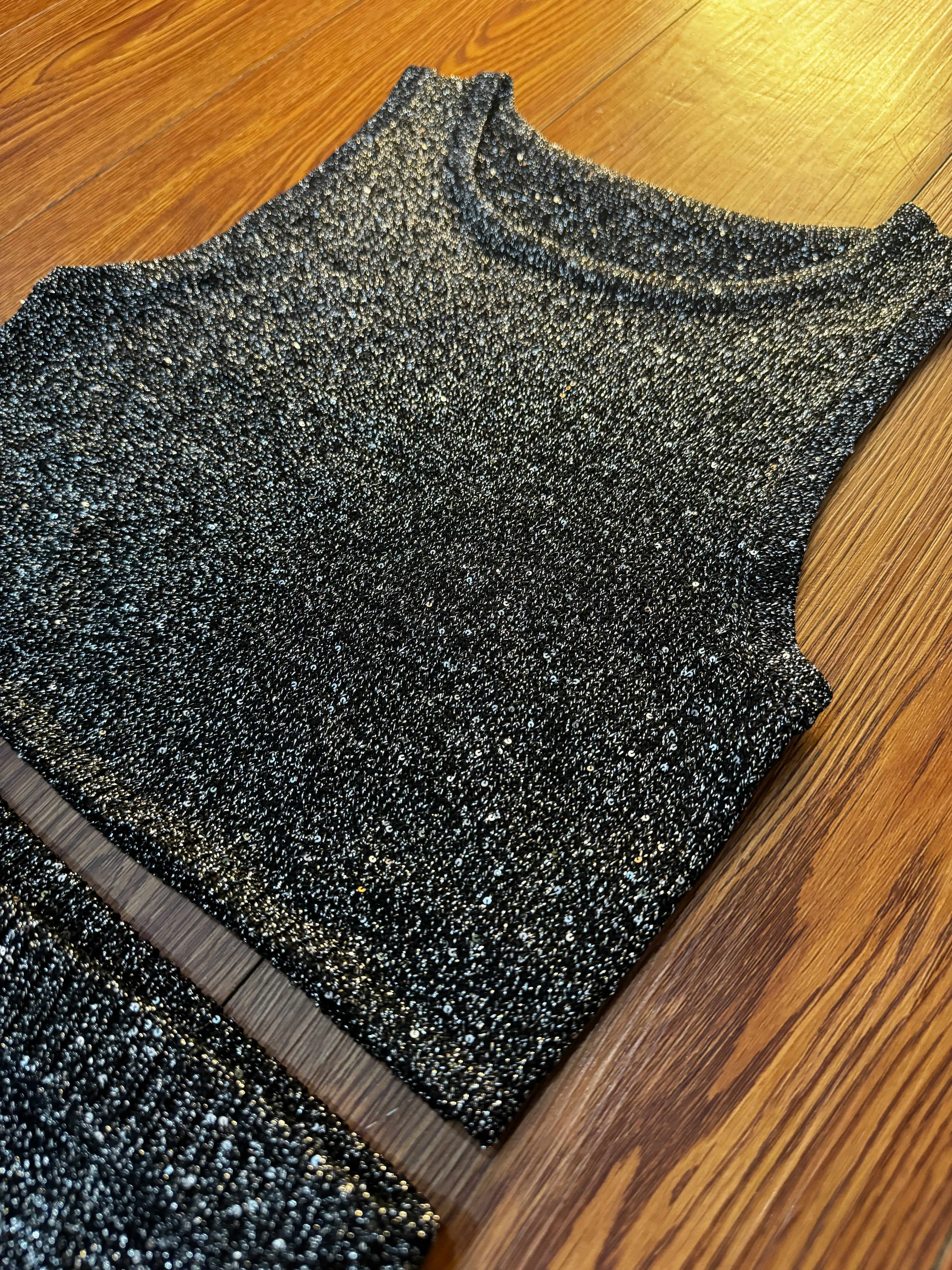 Slim fit knitwear for summer beachwear two piece set sequin vest and mini skirt set