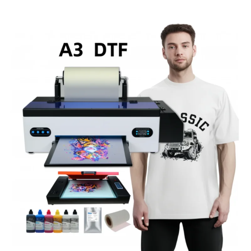 A3 White ink ironing machine T-shirt printing machine Clothing digital heat transfer machine DTF printer