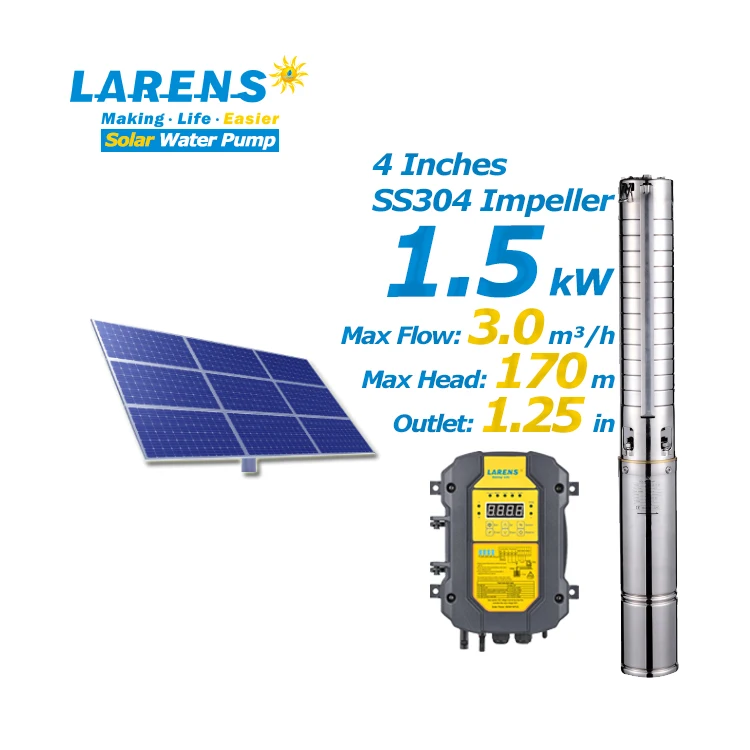 DC 2 HP Solar Water Pump Price 4 Inches Deep Well Solar Water Pump System for Irrigation