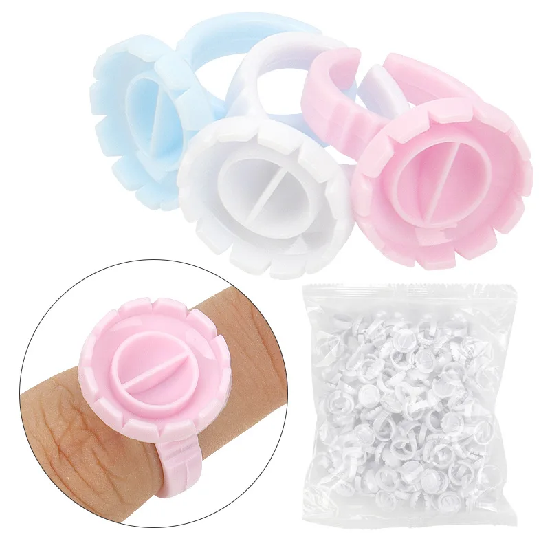 Wholesale Disposable Eyelash Glue Fan Cup Rings Holder Container Tattoo Pigment Eyelash Extension flower glue ring