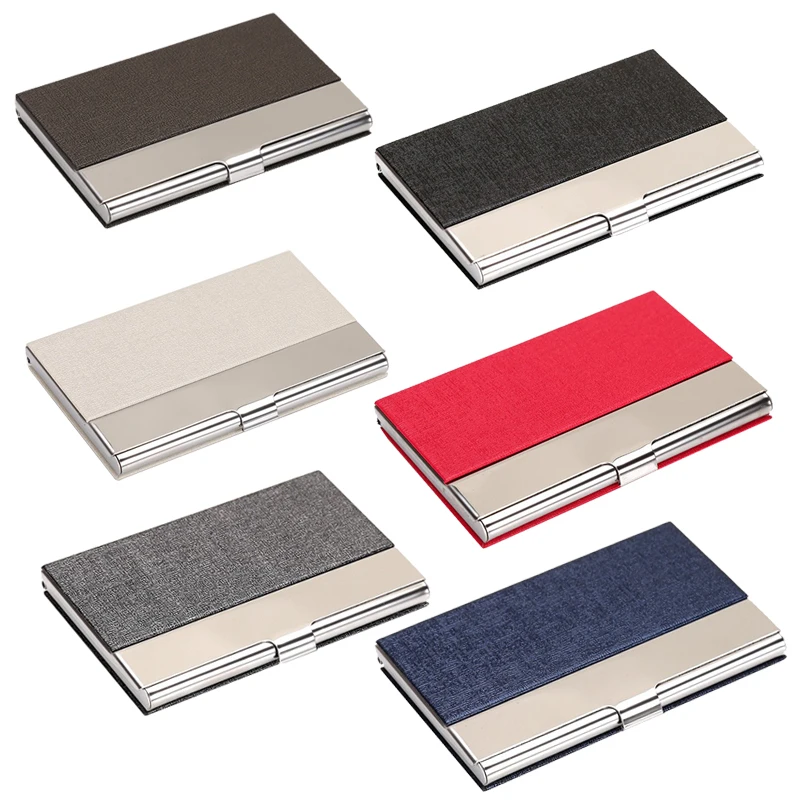 High Quality Personalized Business Card Holder PU Leather and Stainless Steel Name Card Case for Men Women for Passport Use