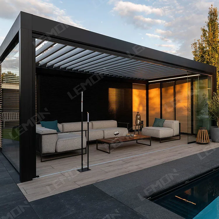 MODERN LOUVER MOTORIZED GARDEN BUILDINGS VERANDA ALUMINIUM ALL SEASON GAZEBO CANOPY PERGOLA BIOCLIMATIQUE ALUMINIUM