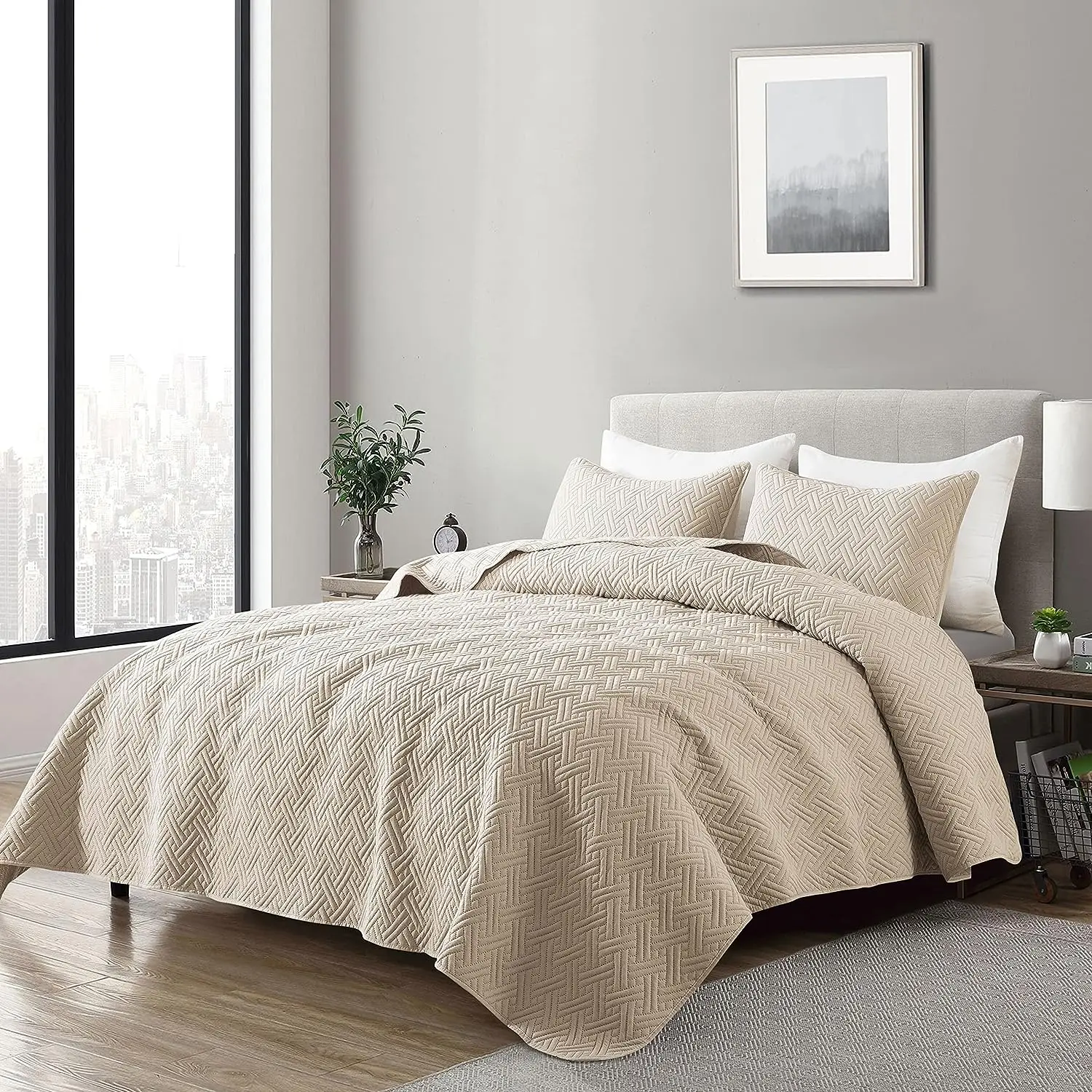 Lightweight Soft Quilt Queen Size bedspreads & Coverlets Bedding Sets with Pillow Shams For All Seasons