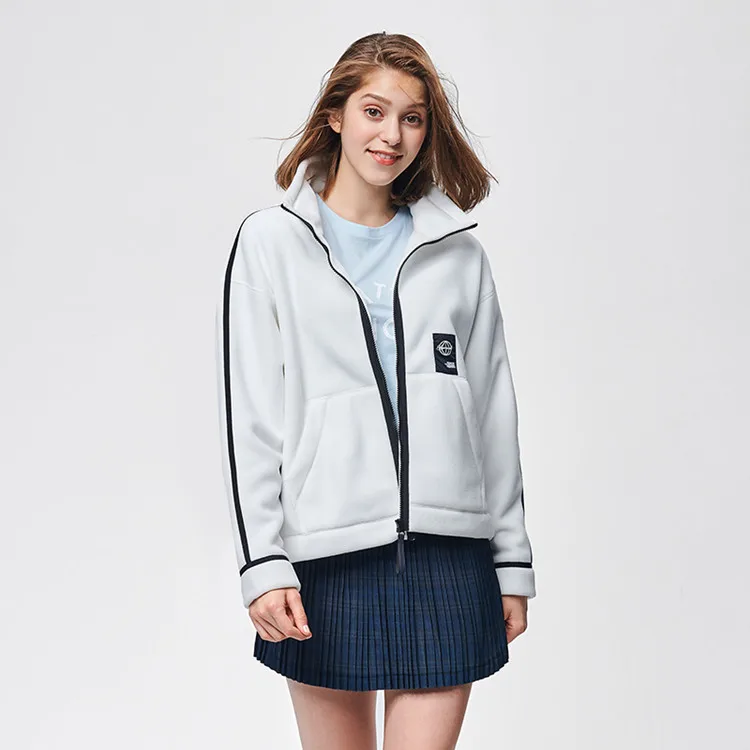 
High quality autumn and spring women windbreaker jacket sports zip up fleece jacket with custom logo 