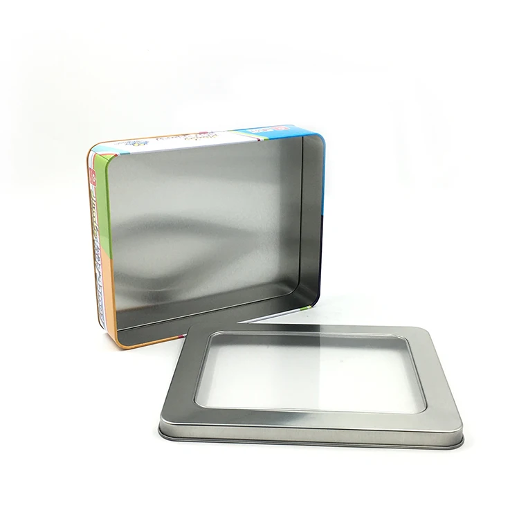 Hot Sale Square Metal Tin Box With Clear PVC Window Storage Boxes Metal Tin Boxes With Foam